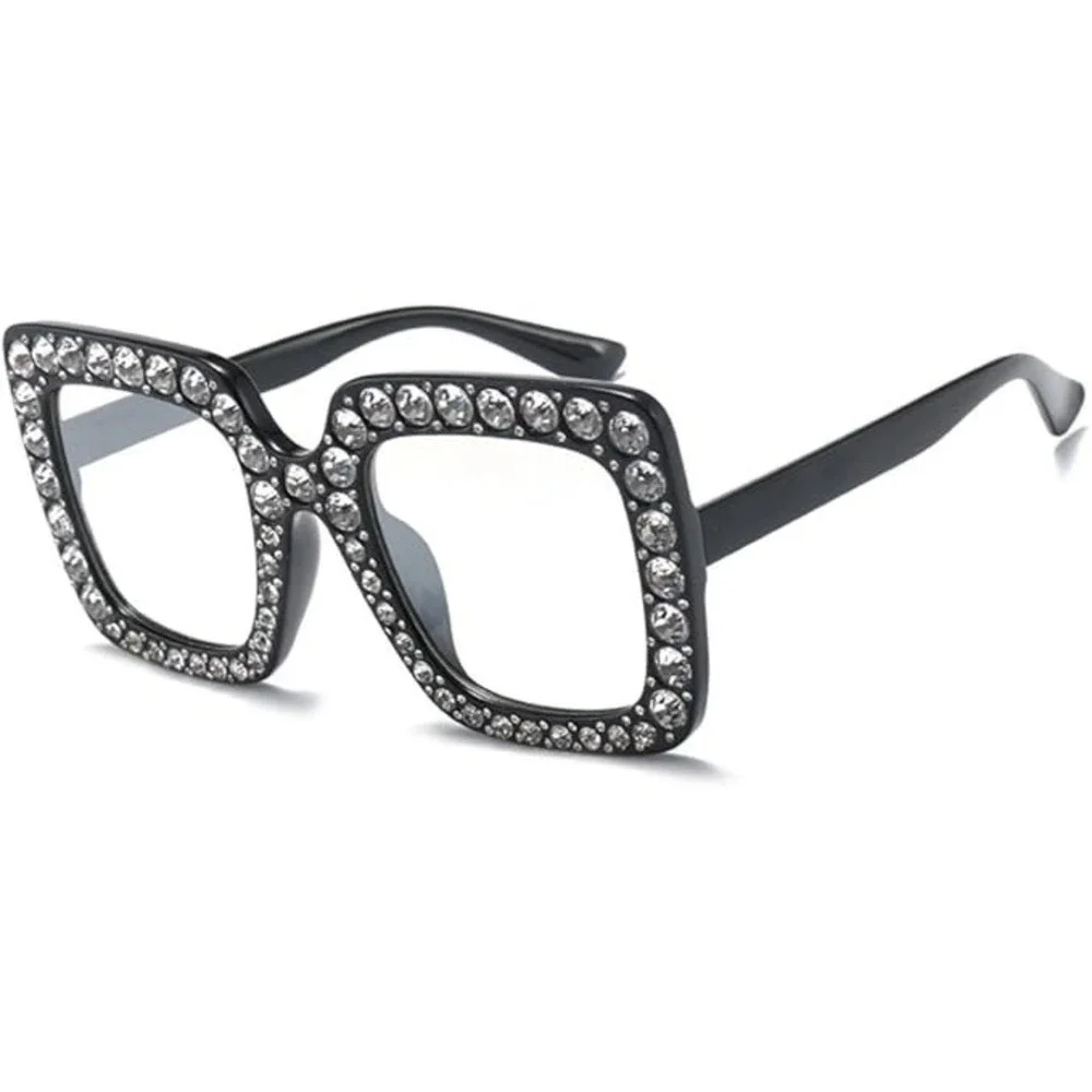 Rhinestone Glasses Fashion Frames Women's Eyeglasses‎ Clear Lens Square Festival